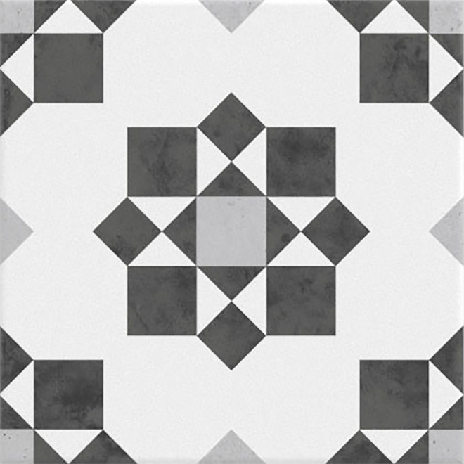Carreau de porcelaine Braga de Mono Serra, 8 po x 8 po, noir et blanc