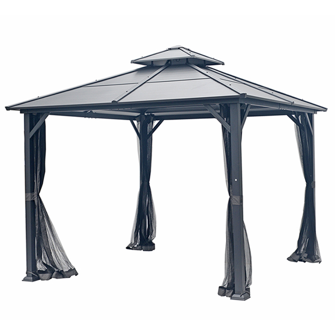 For Living Rockport - Moustiquaire pour gazebo à toit rigide, noir, 103 x  103 x 81 po