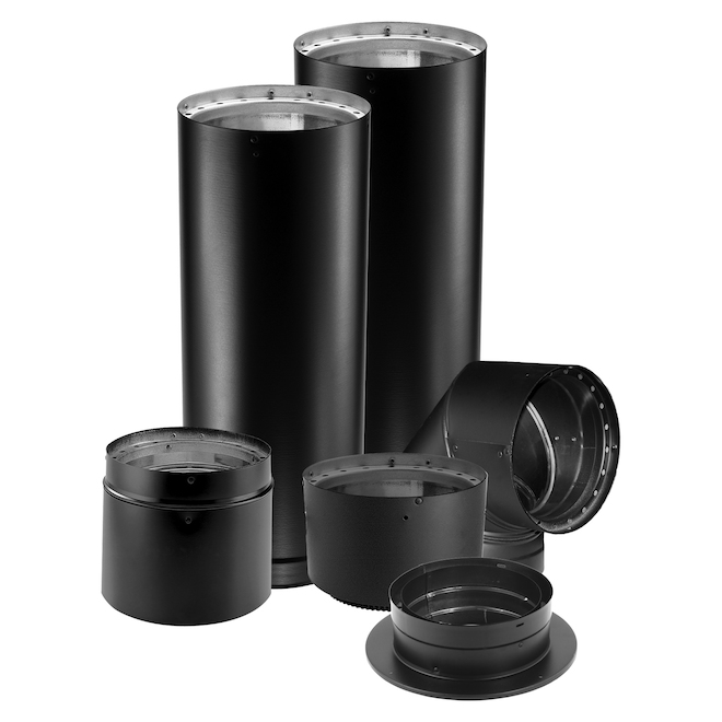 Duravent DVL 6-in Double-Wall Stovepipe Installation Kit - Stainless Steel - Black