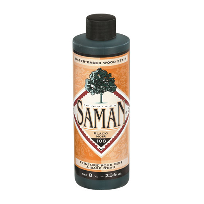 Teinture en une couche pour bois d'intérieur Saman, à base d'eau, inodore, noir mat, 236 ml