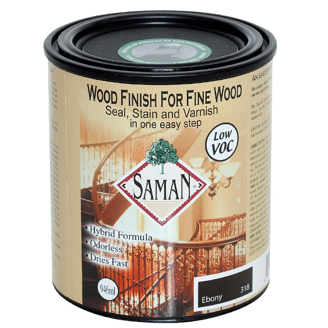 Saman One Step Interior Wood Stain And Varnish Water Based Ebony Low Voc 946 Ml Sam 318