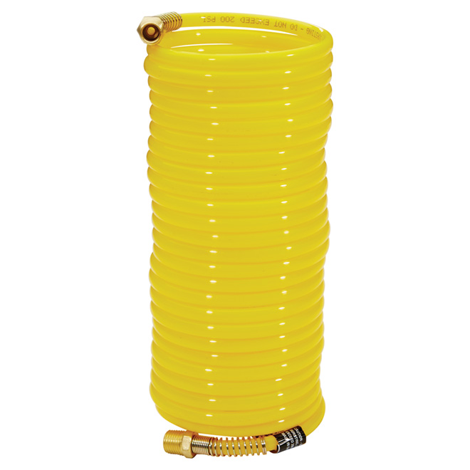 Campbell Hausfeld Air Compressor Recoil Hose - Nylon - 25-ft - 200 psi - Yellow