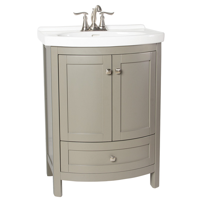 Foremost Tallia Bathroom Vanity Cabinet and Sink - White Basin and Grey Stand - 35.75-in H x 25.5-in W x 19-in D