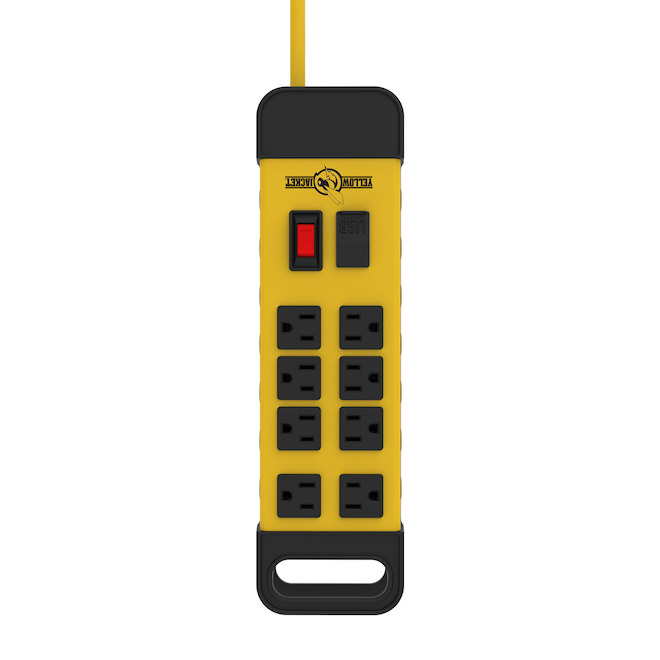 8-Outlet Power Bar with Surge Protection - 6' - Yellow