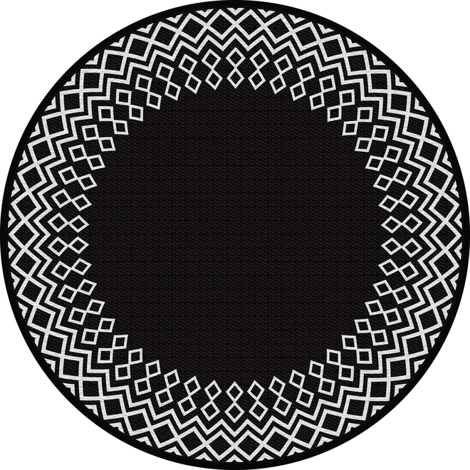 Tapis rond Multy Home à bordure noire polyester 5 pi de diamètre
