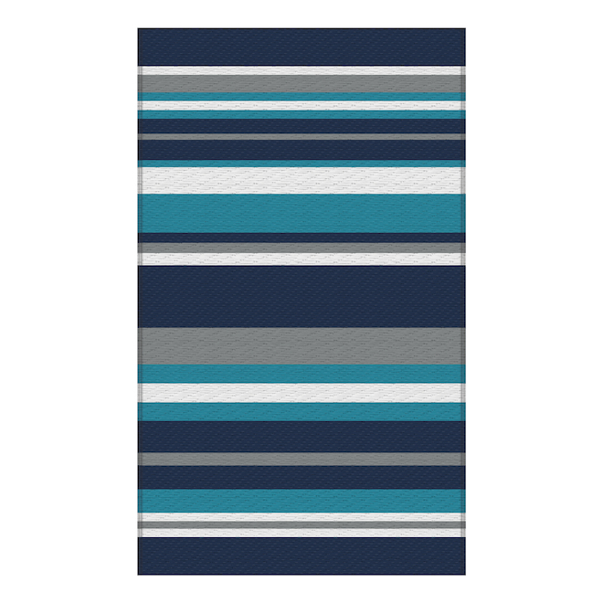 Tapis d'extérieur Polyweave par Multy Home en polyester tissé bleu de 3 x 5 pi