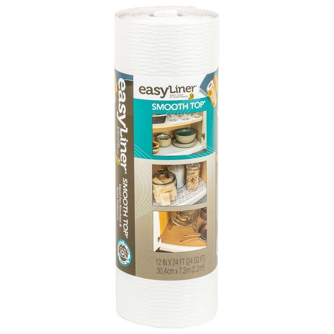 Duck Easyliner 12in x 24ft Smooth White Vinyl Shelf Liner 288099