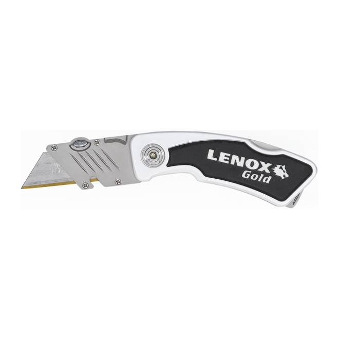 Lenox Multipurpose Utility Knife - 4-in - Aluminum and Rubber - Black and Silver