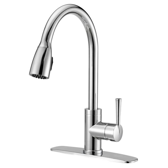 Project Source Kitchen Faucet with Pull-Down Spout - 1 Handle - Chrome