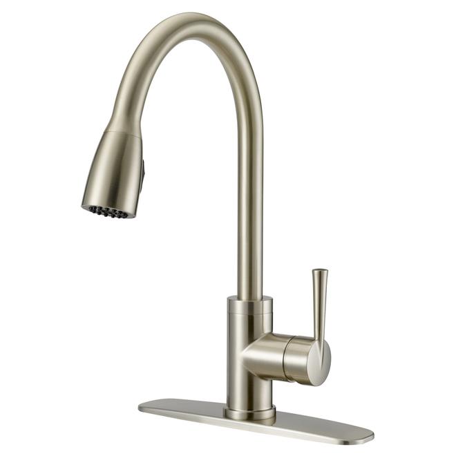 Project Source Kitchen Faucet with Pull-Down Spout - 1 Handle - Brushed Nickel