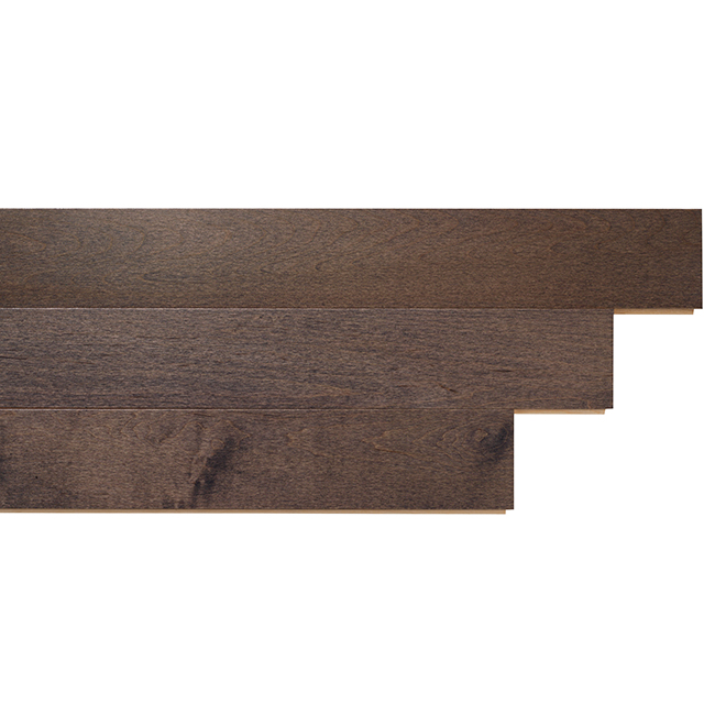 Plancher de bois franc Mono Serra, érable canadien, résidentiel, fini charbon, 3 1/4 po l.