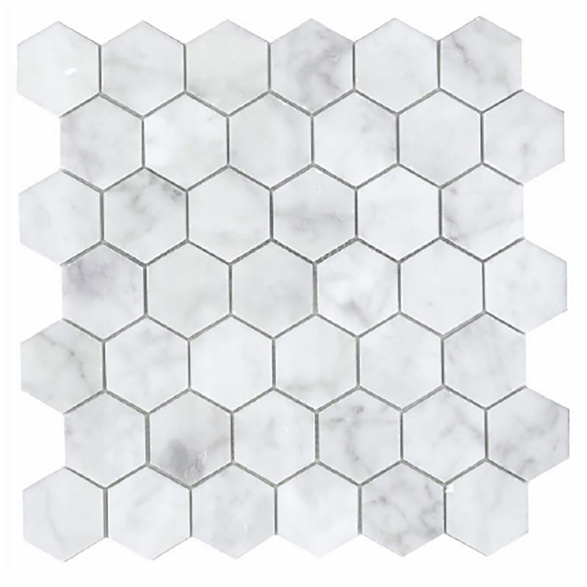 Mono Serra Hexagon Wall Porcelain Mosaic - 12-in x 12-in - Carrera White