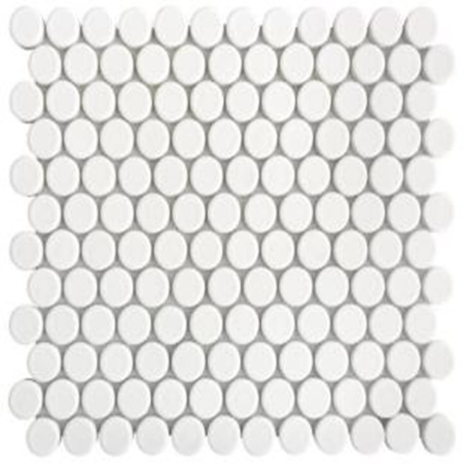Mono Serra Penny 10/Box White 12-in x 12-in Porcelain Mosaic Wall Tiles