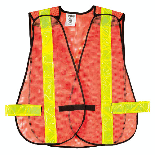 Gilet de sécurité détachable Degil Safety, bandes réfléchissantes jaune fluo avant et arrière, tissu treillis orange