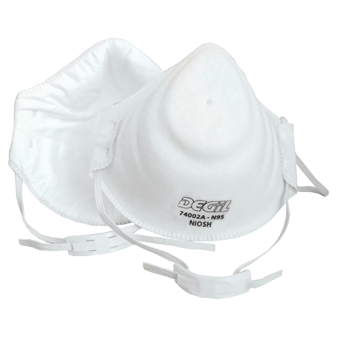 Masque jetable N95 Degil Safety, coussin nasal en mousse et brides ajustables, sans latex, 3 par paquet