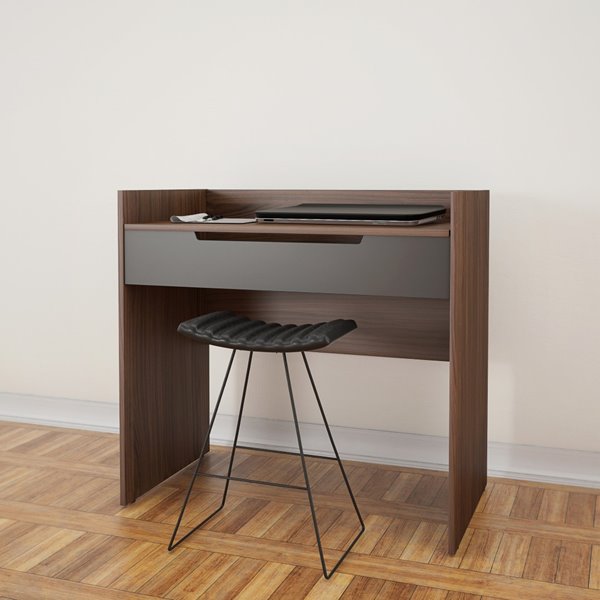 Nexera Alibi Vanity And Writing Desk Walnut Charcoal Nexera Alibi Vanity And Writing Desk Walnut Charcoal