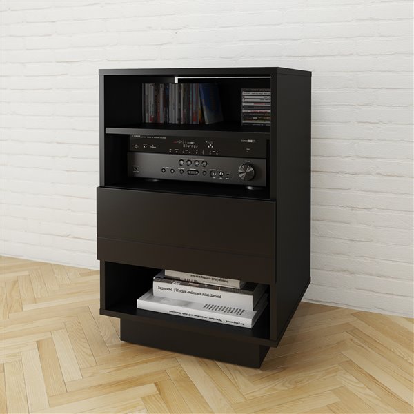 Nexera Stereo Black 1 Drawer Audio Cabinet 105206 Reno Depot