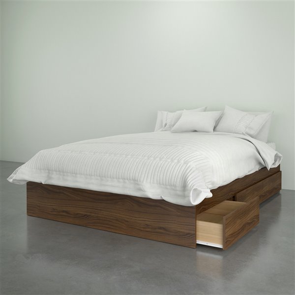 Nexera Walnut 3 Drawer 76-in x 56-in Full Size Bed