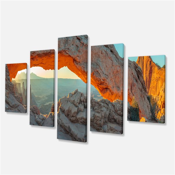 Designart Canada Canyon Mesa Arch Canvas Paint 32-in x 60-in 5 Panel ...