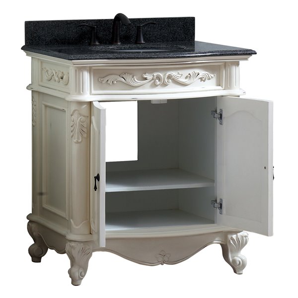 Avanity Provence 31 In Antique White Single Sink Bathroom Vanity With Granite Countertop 