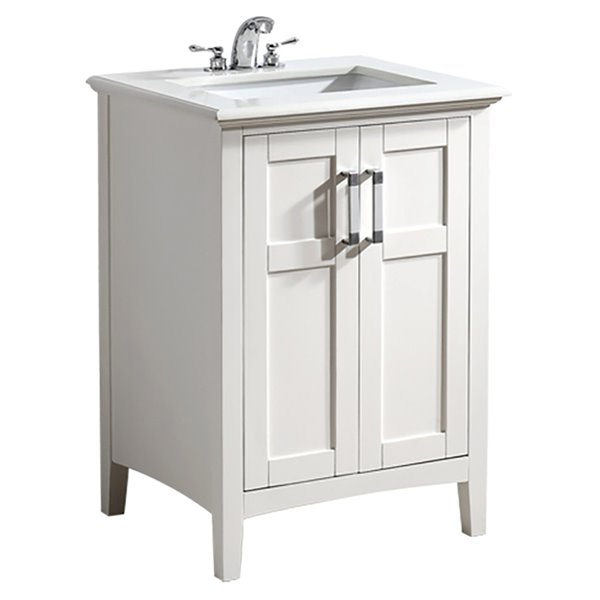 Simpli Home Winston 24 In Off White With Sink Ay Quartz Marble Top Vanity Réno Dépôt Sink Ay White Quartz Marble, Off White Vanity Sink