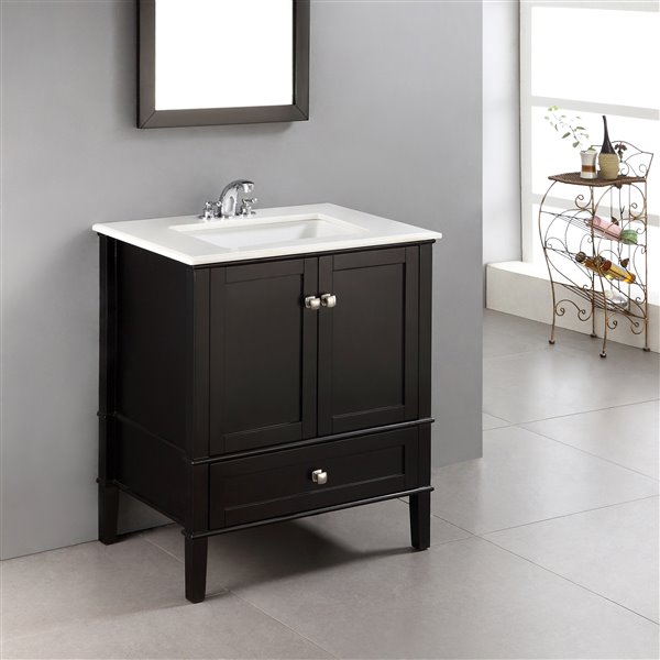 Simpli Home Chelsea 30-in Black Bathroom Vanity with ...