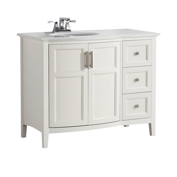 Simpli Home Winston 42 In Off White, 42 Vanity With Top