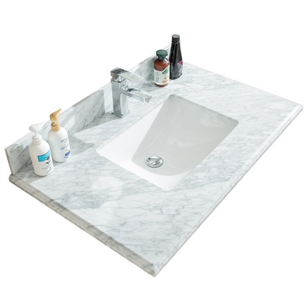 GEF Comptoir vanité de salle de bain, 37 po. Carrara marbre