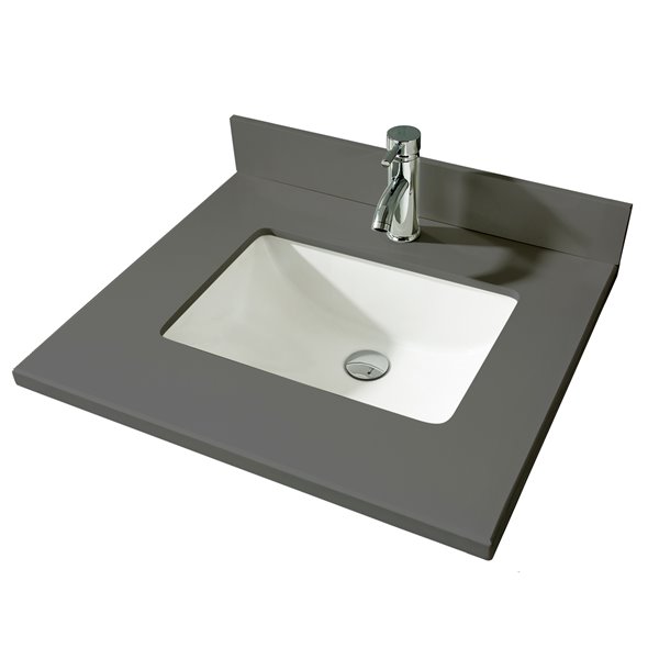 GEF Comptoir vanité de salle de bain, 25 po. Calypso quartz gris