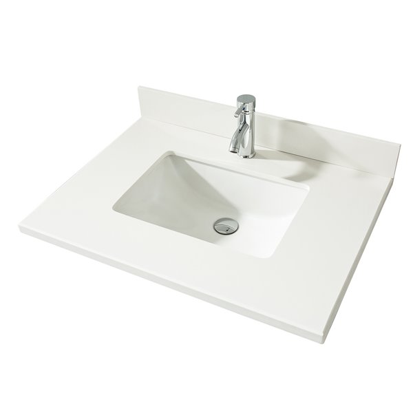 Gef Bathroom Vanity Countertop 31 In Snow White Quartz 31ctsw