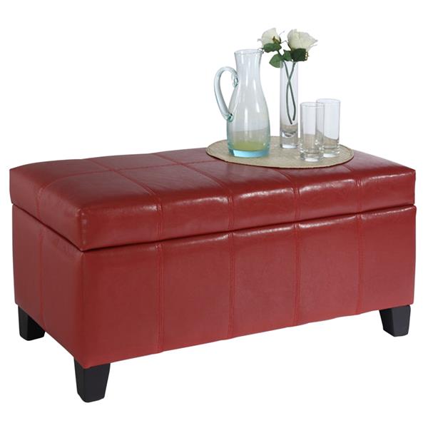 Faux Leather Storage Ottoman 402 449rd, Red Leather Storage Bench