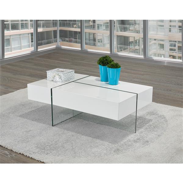 Brassex 23.6-in x 23.6-in x 14.6-in High Gloss White Rectangular Coffee Table