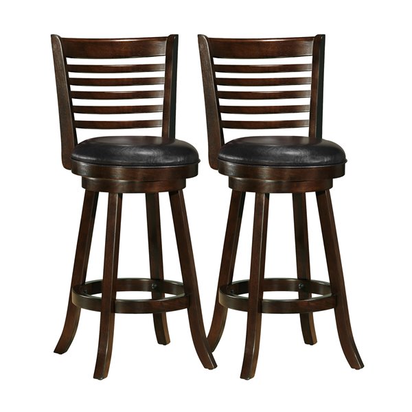 Dark brown leather swivel store bar stools