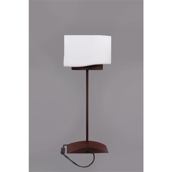 P.W. Design Pablo 19.50-in with Bronze Base and Milky Glass Shade Table Lamp