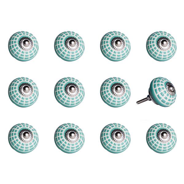 Natural By Lifestyle Brands Handpainted Aqua Ceramic Knobs 12