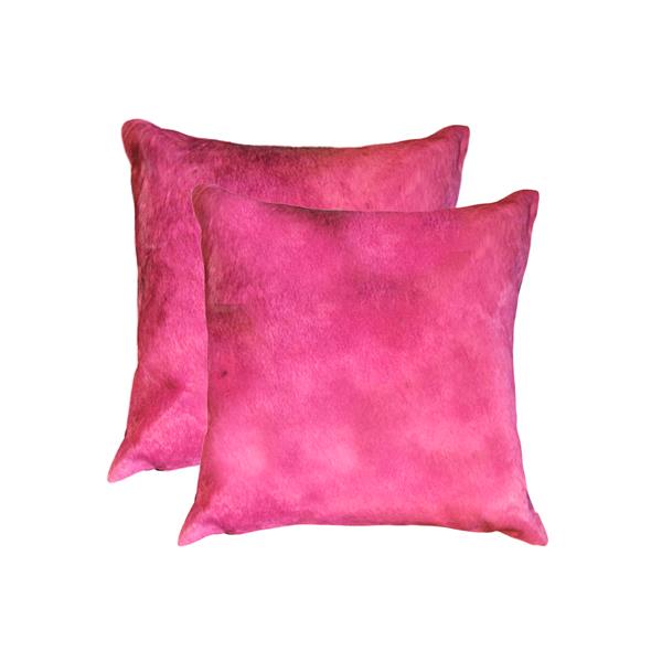 Natural By Lifestyle Brands 18 In Fuchsia Torino Cowhide Pillow 2