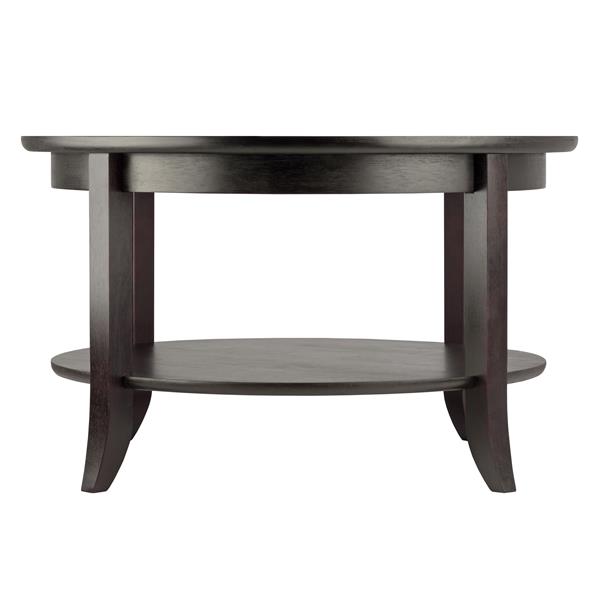 Winsome Wood Genoa Round Coffee Table, Winsome Wood Maya Round Coffee Table Black Top Metal Legs