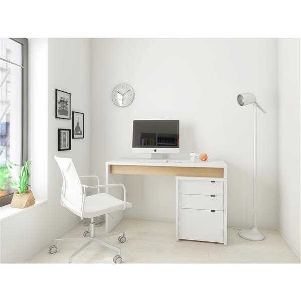 Nexera Chrono White and Maple 2-Piece Home Office Set