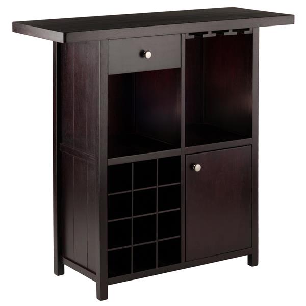 Winsome Wood Macon Wine Bar - 40-in x 37.8-in - Wood - Brown
