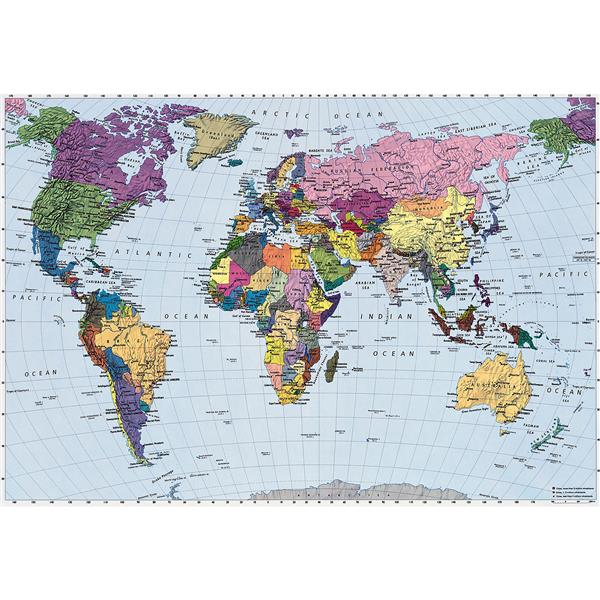 Papier peint carte du monde, 74" x 106"