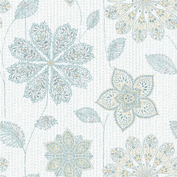 NuWallpaper Gyspsy Floral Wallpaper - 20.5" x 216" - Blue and Green