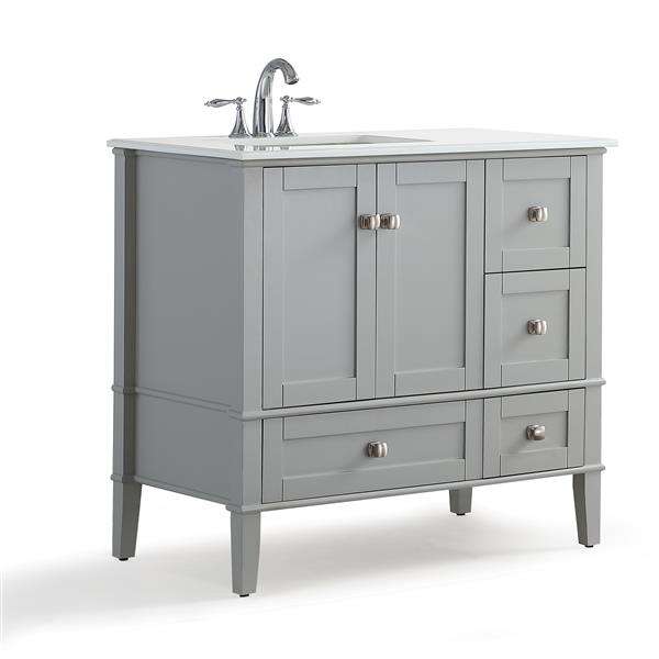 Chelsea 36 In Gray Bathroom Vanity, 36 Single Sink Bathroom Vanity Blue With Carrara Marble Top