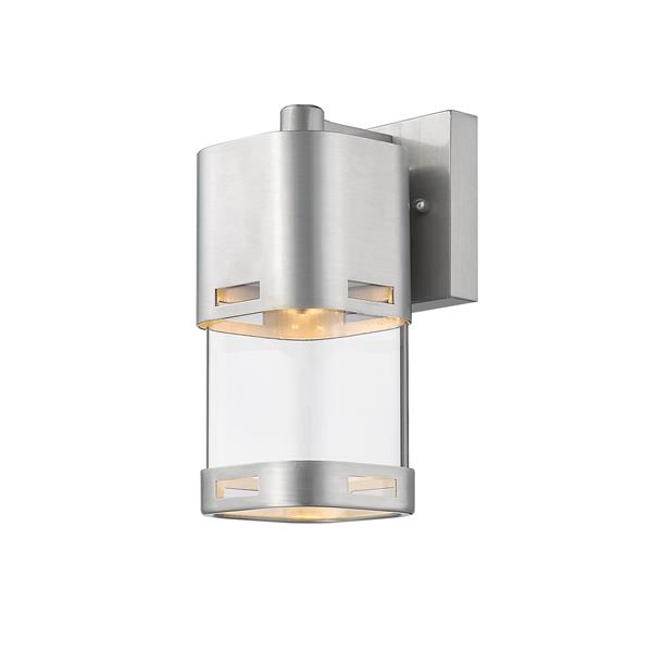 Z-Lite Lestat 9.25-in Brushed Aluminum Clear Glass LED Outdoor Wall Sconce
