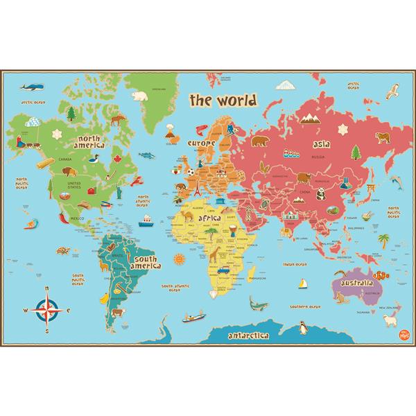 WallPops World Dry Erase Map Decal for Kids