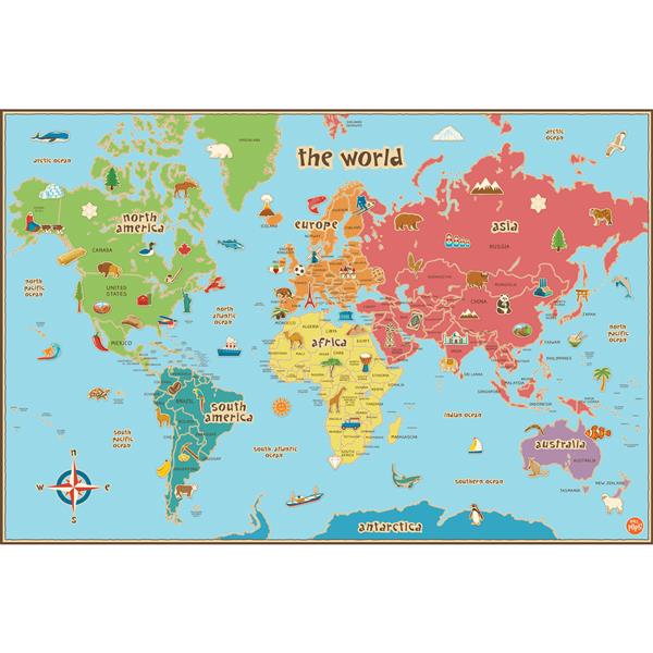 Carte Du Monde En Vinyle Autocollant Effacable Pour Enfants De Wallpops Wpe0624 Reno Depot