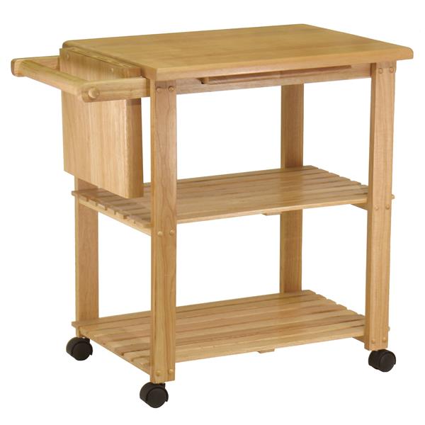 Winsome Wood Mario 33-in x 32-in Natural Wood Utility Cart