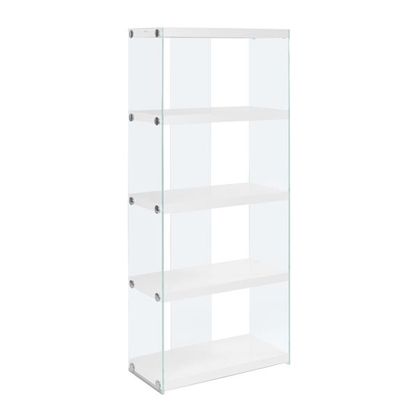 Monarch 58.75-in x 24-in x 12-in Glossy White Glass Sides Bookcase