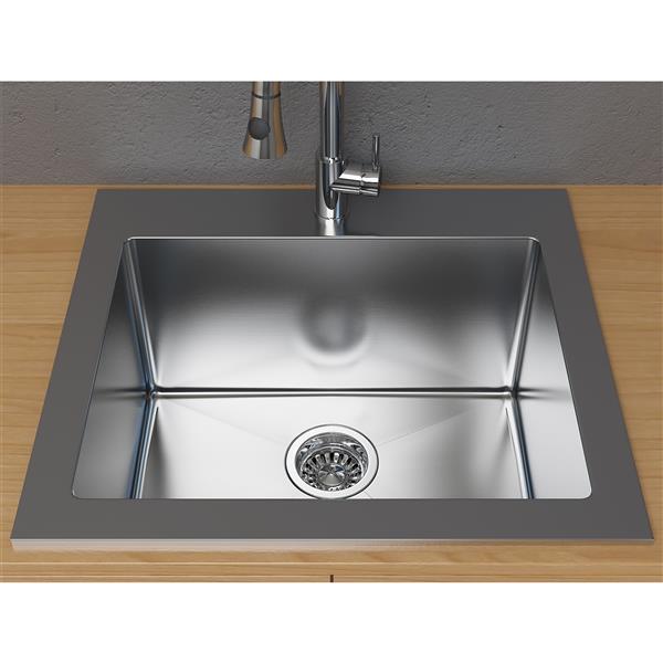 Cantrio Koncepts Dual-Mount Kitchen Sink - Stainless Steel - 25" x 22"