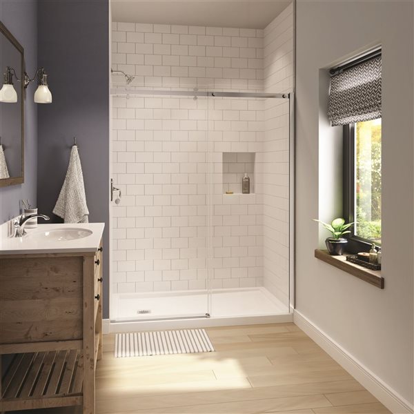 Maax Luminescence Clear 59 In X 71 In Chrome Shower Door Reno Depot