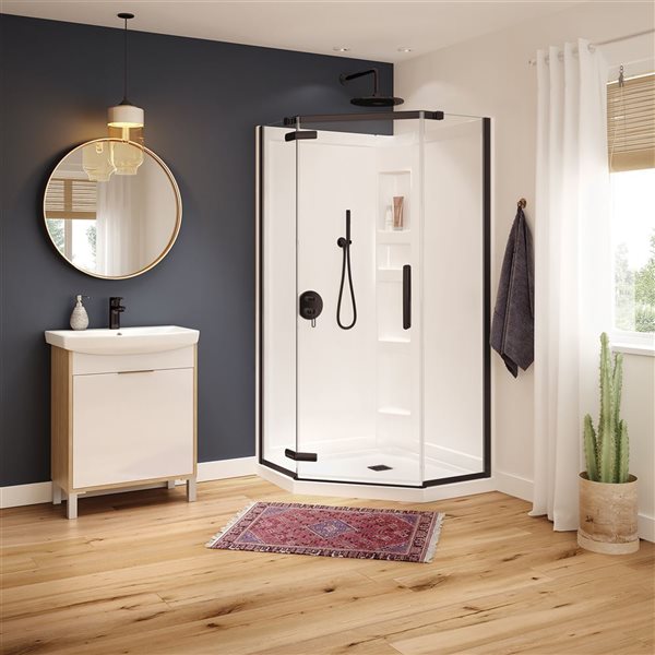 Maax Hana Neo Angle 38 In X 75 In Dark Bronze Shower Door Reno Depot